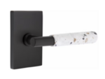 Emtek T-Bar Terrazzo 5112 Select Brass Passage Leverset with Modern Rectangular Rosette for Right Handed Doors product