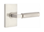 Emtek L-Square Knurled 5212 Select Brass Privacy Leverset with Modern Rectangular Rosette for Right Handed Doors product