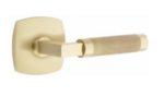 Emtek L-Square Knurled 5326 Select Brass Privacy Leverset with Urban Modern Rosette for Left Handed Doors product