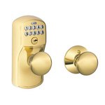 Schlage FE575 PLY/PLY Plymouth Keypad Auto-Lock Entry Knobset with Plymouth Knob