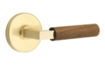 Emtek L-Square Dark Walnut 5209 Select Brass Privacy Leverset with Disk Rosette for Right Handed Doors product