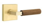 Emtek L-Square Dark Walnut 5110 Select Brass Passage Leverset with Square Rosette for Right Handed Doors