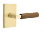 Emtek L-Square Dark Walnut 5052 Select Brass Full Dummy Leverset with Modern Rectangular Rosette product
