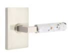 Emtek T-Bar Light Terrazzo 5212 Select Brass Privacy Leverset with Modern Rectangular Rosette for Left Handed Doors