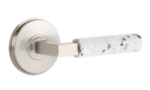 Emtek L-Square Light Terrazzo 8110 Select Brass Passage Leverset with Watford Rosette for Left Handed Doors product