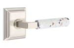 Emtek L-Square Light Terrazzo 8261 Select Brass Privacy Leverset with Wilshire Rosette for Left Handed Doors product