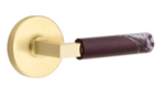 Emtek L-Square Rosso Levanto Marble 5059 Select Brass Full Dummy Leverset with Disk Rosette product