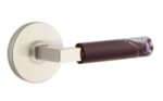 Emtek L-Square Rosso Levanto Marble 5109 Select Brass Passage Leverset with Disk Rosette for Right Handed Doors product