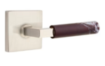 Emtek L-Square Rosso Levanto Marble 5050 Select Brass Full Dummy Leverset with Square Rosette product