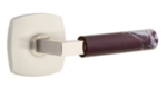 Emtek L-Square Rosso Levanto Marble 5326 Select Brass Privacy Leverset with Urban Modern Rosette for Right Handed Doors product