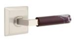 Emtek L-Square Rosso Levanto Marble 8231 Select Brass Privacy Leverset with Quincy Rosette for Left Handed Doors product