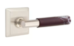 Emtek T-Bar Rosso Levanto Marble 8231 Select Brass Privacy Leverset with Quincy Rosette for Right Handed Doors product
