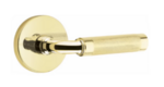 Emtek R-Bar Knurled 5209 Select Brass Privacy Leverset with Disk Rosette for Right Handed Doors product